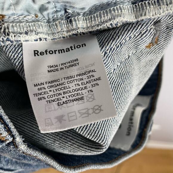 Reformation Palermo Destroyed  High Rise Straight Leg Jeans Cotton Women's 24 - Picture 9 of 11